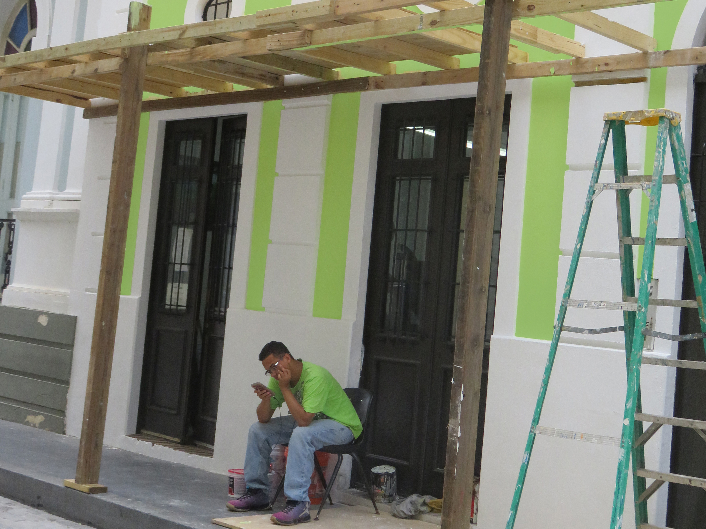 A worker on a break in San Juan, Puerto Rico